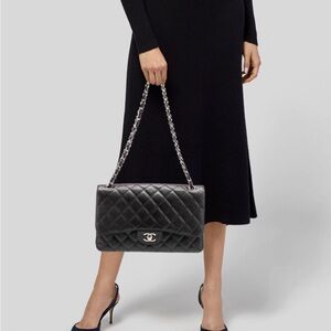 Chanel Black Caviar Quilted Shoulder Bag